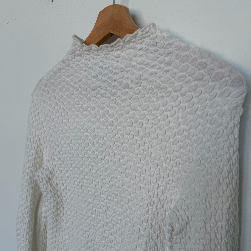 Jason Wu Edit by Jason Wu Mock Neck Textured Long Sleeve White Shirt Small - Picture 3 of 6